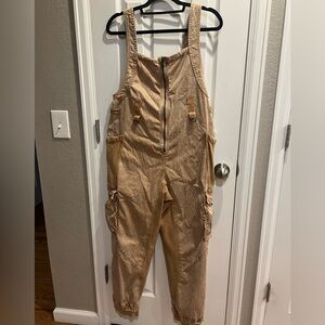 FP Movement by Free People Tan Utility Jumpsuit Overalls